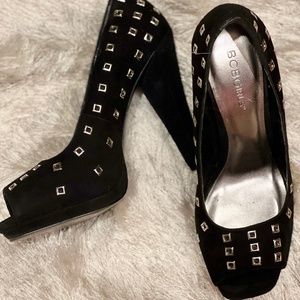 BCBGirls Border Black Suede Studded Heels